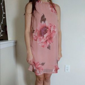 Flowy pink floral dress